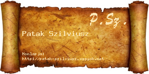 Patak Szilviusz névjegykártya